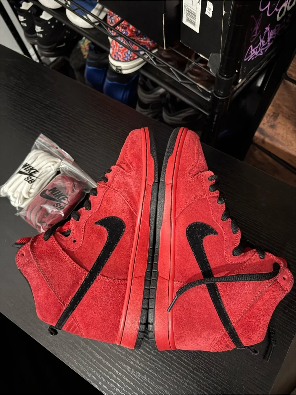 Nike Red and Black High-Top Sneakers